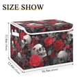 thumbnail image 3 of Foldable Fabric Storage Bin With Handle Collapsible Basket Box Storage With Lid Organizer Skulls&red Roses, 3 of 7