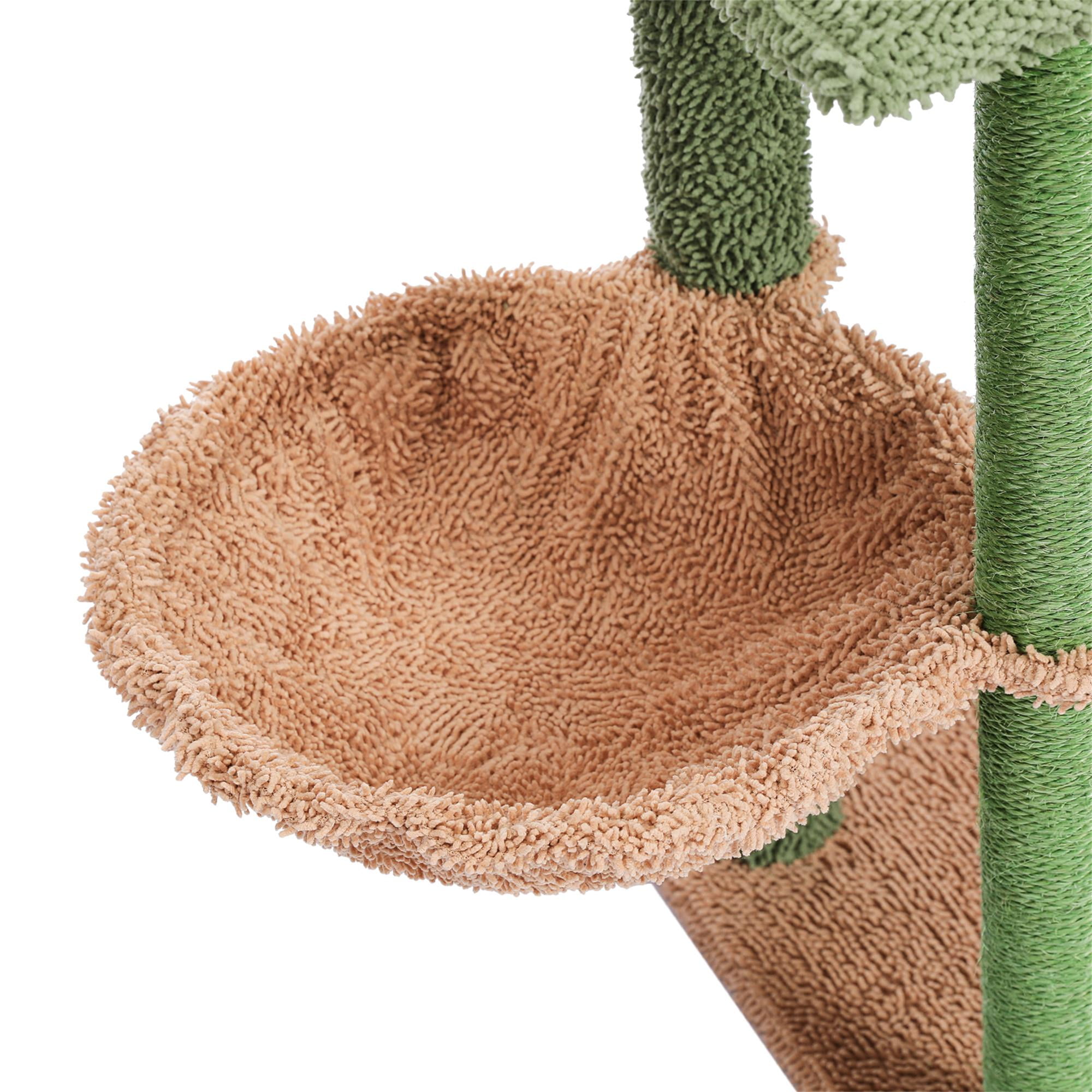 resenkos 41" Cat Tree Cute Cactus Cat Tower with Sisal Covered Scratching Post and Cozy Condo for Indoor Cats, Cat Climbing Stand with Soft Hammock, Green