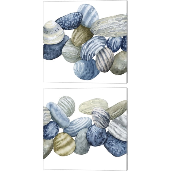 Great Art Now Found Pebbles by Grace Popp 2 Piece Canvas Art Set Each 14W x 14H