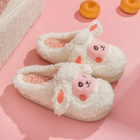 

CoCopeanut Funny Shoes Cute Animal Slipper For Women Kawaii Fluffy Winter Warm Slippers Girls Cartoon Sheep House Slippers Furry Slides