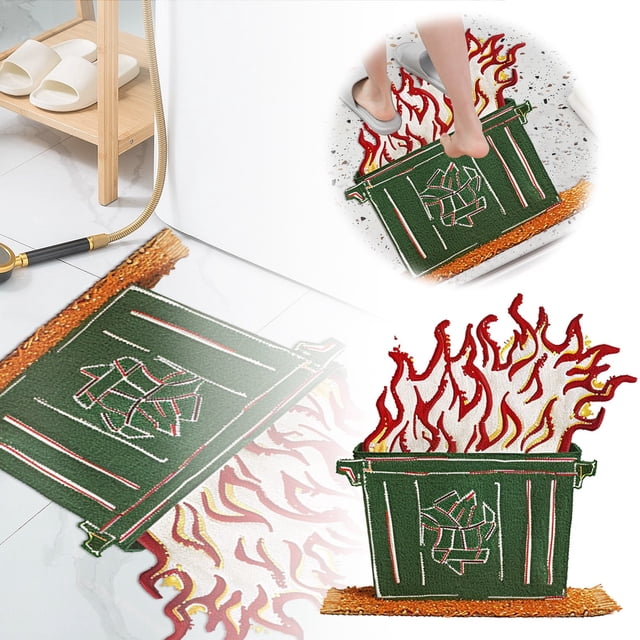 asddcavvf Carpet With Floor Shape Interesting Garbage Fire Mat Carpet Welcome Floor Mat Christmas Indoor and Outdoor Bathroom Decoration(The Throw Blanket Cold Throw Blanket Small Kids Rugs