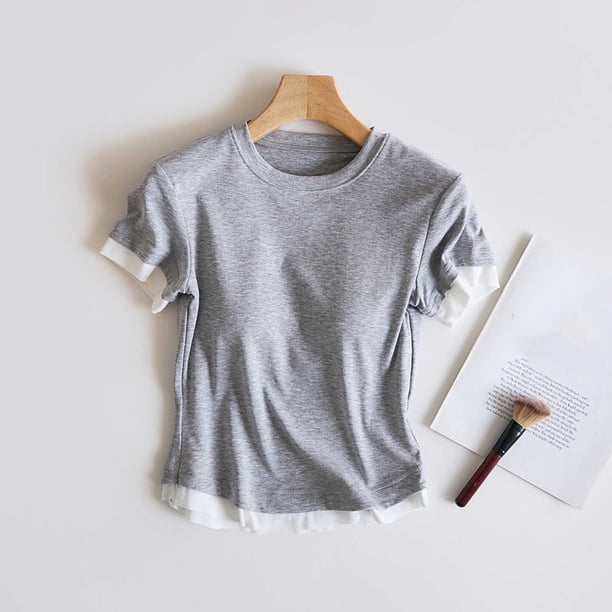 Pijama de manga corta para mujer, de verano, ligero y transpirable, con almohadillas para el pecho y camisetas de manga corta. Pijama de poliéster para mujer.