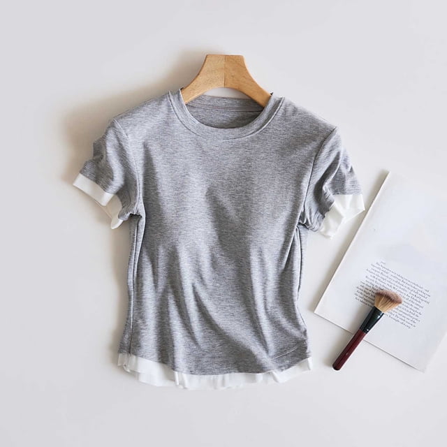 Pijama de manga corta para mujer, de verano, ligero y transpirable, con almohadillas para el pecho y camisetas de manga corta. Pijama de poliéster para mujer.