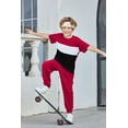 thumbnail image 7 of Arshiner Boy's Pants Set - 2 Piece ColorBlock Short Sleeve T-Shirt and Active Pants - Casual Clothing Outfits, 7 of 7