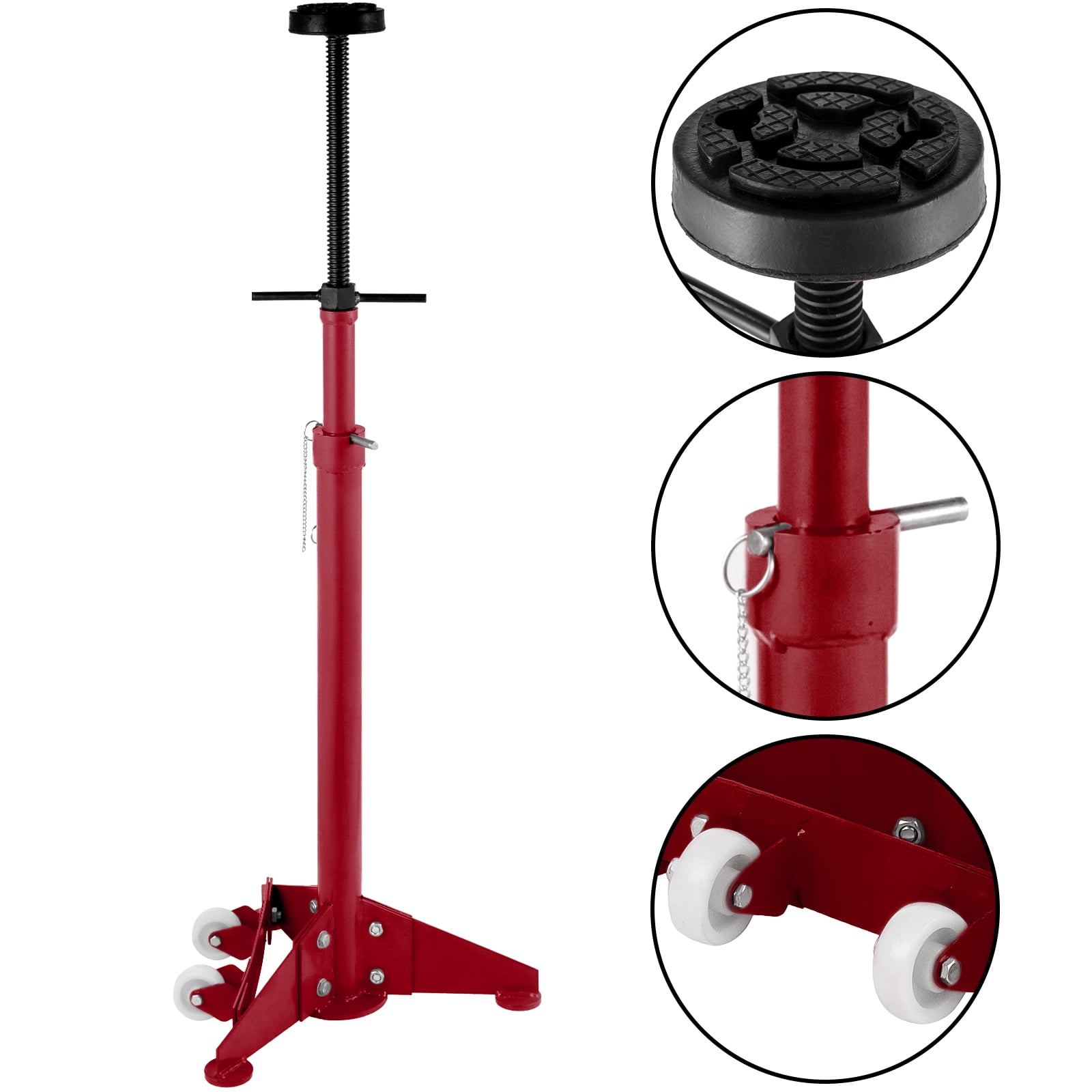 VEVOR Underhoist Stand 3 4 Ton Capacity Pole Jack Heavy Duty Jack Stand Car Support Jack Lifting from 1.1 m to 1.8 m Triangular Base Two Wheels Easy Adjustment Automotive Support Red Walmart