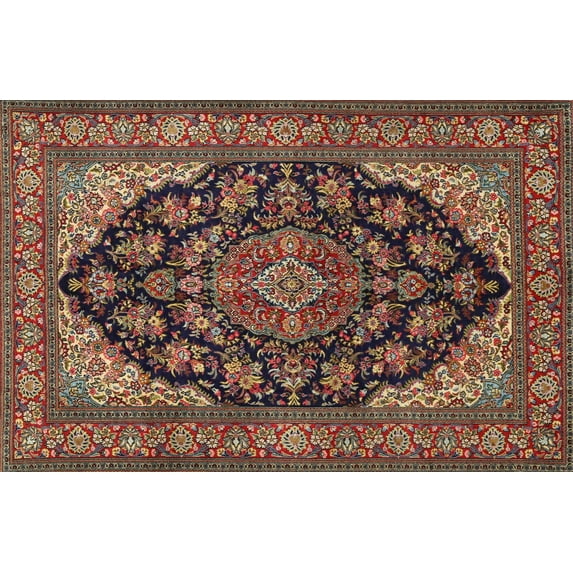 Ahgly Company Indoor Rectangle Traditional Orange Brown Medallion Area Rugs, 7' x 9'