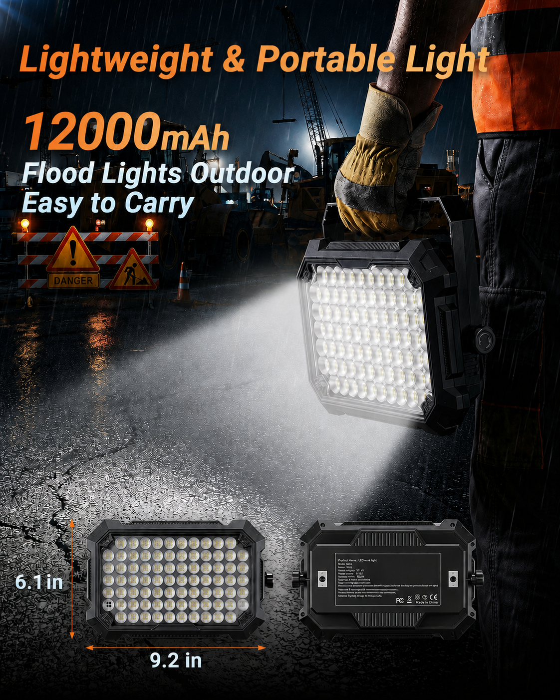 COSJM Rechargeable LED Work Light, 10,000 Lumens, Magnetic photo 6
