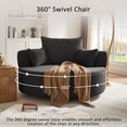 thumbnail image 4 of Harper & Bright Designs 360° Swivel Accent Chair, Barrel Chair Swivel Round Sofa Chair with Cushion and Pillow for Living Room, Black, 4 of 15