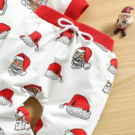 

kpoplk Christmas Baby Girl Outfit Baby Girls Boys Santa Print Christmas Autumn Christmas Toddler Girl Outfits(Red)