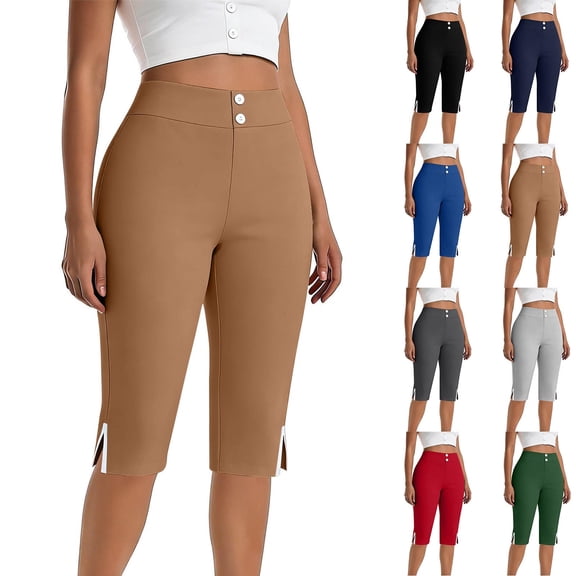 Bovxnpu Yoga Workout Athletic Shorts for Women Women's Solid Pocket High-Waist Yoga Leggings Activewear Pants