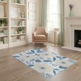 thumbnail image 2 of ODIKA 4'x6' White Blue Blossom Elegance for Modern Washable Area Rug Chic Floral Design with Serene Accents Pet Friendly, Non-Shedding for Bedroom, Reading Nook, 2 of 7