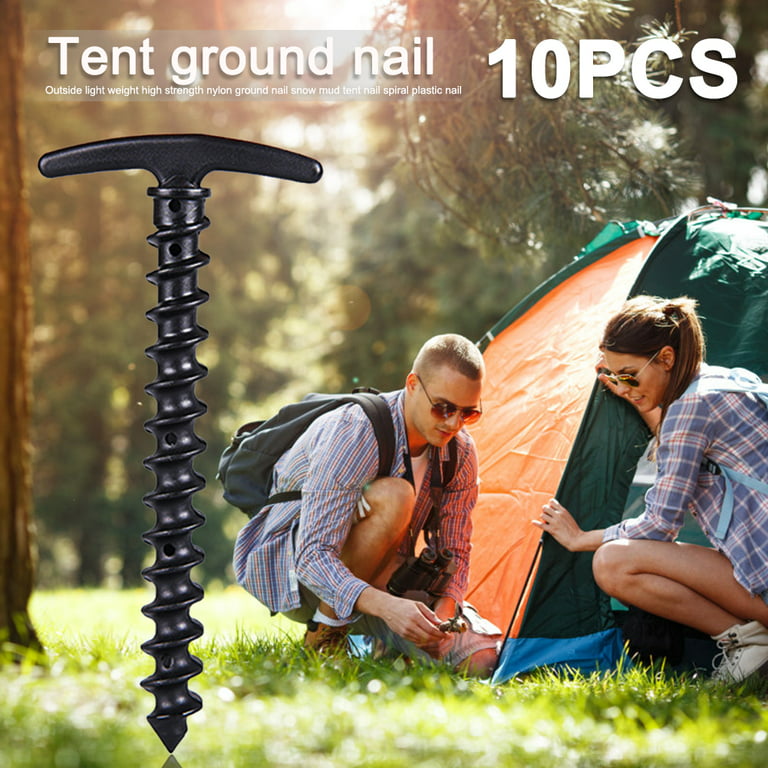 10pcs Outdoor Camping Peg Ground Nails Screw Stakes Hiking Tent