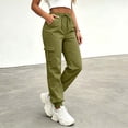 thumbnail image 6 of ZHYou No Boundarie Women's Cargo Pants with Flat Pockets Casual Cuffed Leg Drawstring Elastic Waist Jogger Pants with Pockets,Army Green,Size M, 6 of 6