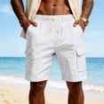 thumbnail image 6 of Lumtrix Mens Cotton Baggy Cargo Shorts Drawstring Stretch Elastic Waist Casual Work Short with Pockets White L, 6 of 7