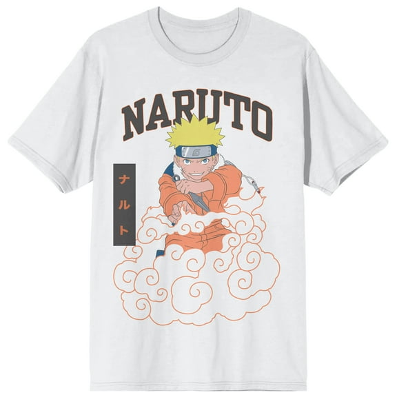 Naruto Classic Naruto Cloud Crew Neck Short Sleeve Men's White T-shirt-Small