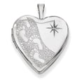 thumbnail image 1 of Sterling Silver Rhodium-Plated 20mm D/C Footprints Heart Locket (25 X 19.55) Made In Hong Kong qls379, 1 of 3