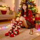 thumbnail image 4 of Calcetines navideños de polar hasta la rodilla para mujer | Forro polar coral extra grueso y cálido | Medias festivas con estampados de Papá Noel, muñeco de nieve y reno | Medias de invierno, 4 of 5