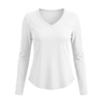 thumbnail image 3 of Vivianyo HD Women's Long Sleeve Athletic Tee Tops，V Neck Curved Hem Casual Lightweight T‑Shirt for Women, Sizes S-2XL, 3 of 6