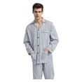 thumbnail image 3 of GLOBAL Men's 100% Cotton Long Sleeve Pajama Set, Breathable Lightweight Button Down Nightwear with Pants, S-3XL, 3 of 7