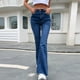 thumbnail image 4 of Pantalones acampanados de mezclilla con costuras finas elásticas de pierna ancha de cintura alta a la moda para mujer Fridja hfkajh103344, 4 of 5