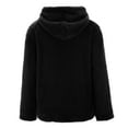 thumbnail image 5 of VISALY Womens Zip Up Hoodies Sweater Jacket Womens Winter Faux Jacket Coats Fuzzy Back Hood and Front Placket Shaggy Shacket Jacket Casual Sweaters Loose Sweaters Winter Sweaters Black L, 5 of 5