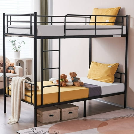 Zimtown Twin over Twin Steel Bunk Beds Frame  78  x 42  x 65  with Ladder Bedroom Dorm Room for Kids Adult Children