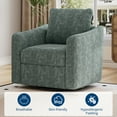 thumbnail image 5 of Mid-Century Modern Swivel Accent Chair, 360°Upholstered Armchair, Home Sofa with Track Arms for Living Room, Bedroom, Reading Room, Club Swivel Chair,Chenille Green, 5 of 9