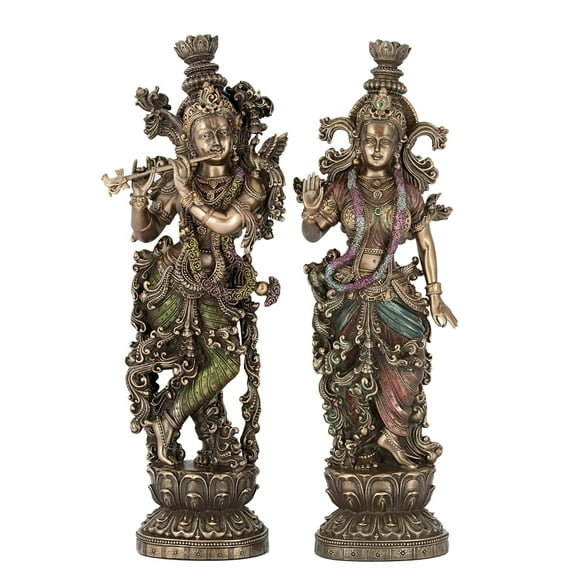Sri Krishna Culture- New Big Standing Radha Krishna Carved God Idol-Showpiece for Home Décor