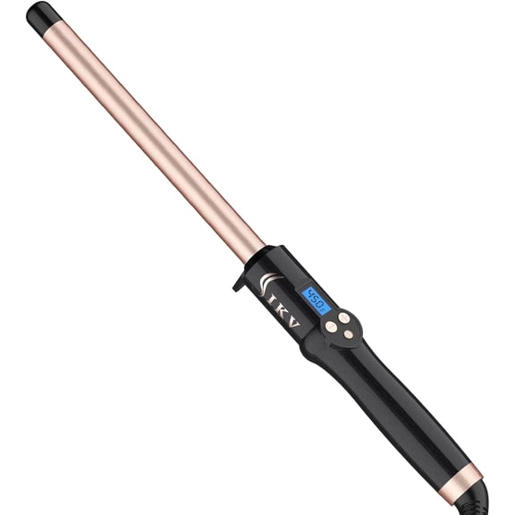 3/4 Inch Curling Wand for Short&Long Hair,Long Barrel Wand Curling Iron for Beach Waves,Dual Voltage Hair Curling Iron with Tourmaline Ceramic,10 Adjustable Temp