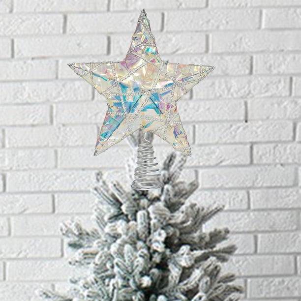 Luces de Colores para La Punta Del Árbol de Navidad, Luces Navideñas de Estrella de Cinco Puntas, Luces de Hierro para La Punta Del Árbol de Navidad