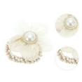 thumbnail image 3 of Unique Bargains 1 Pc Floral Rhinestone Faux Pearl Scrunchies for Home Beige, 3 of 5