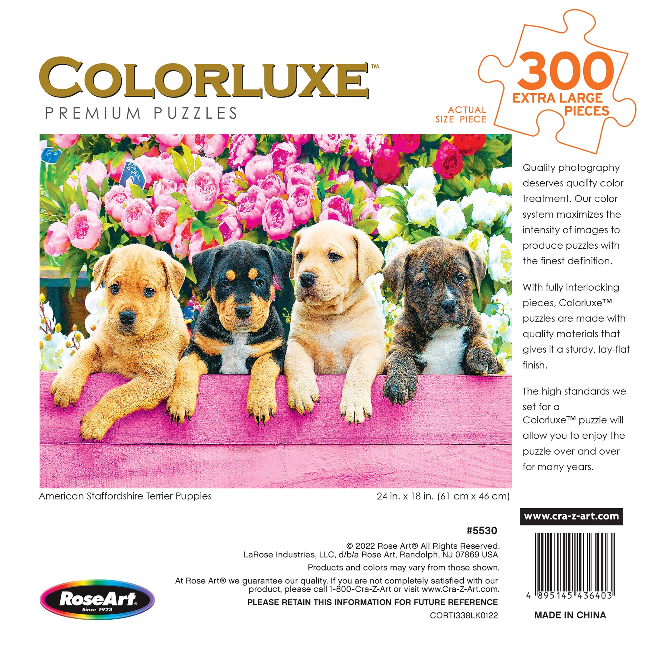 RoseArt Colorluxe 300 Piece American Staffordshire Puppies Jigsaw Puzzle