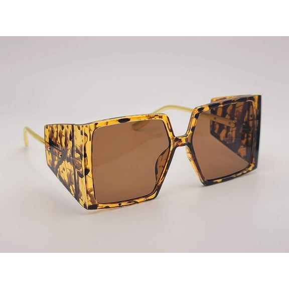 Tea Colored Big Rectangle Unisex Luxury Sunglasses Vintage Punk Oversized