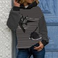 thumbnail image 1 of Sudadera con capucha a rayas para mujer Patrón de gatos Jersey de manga larga Tops casuales de CACAGOO Sudadera con capucha a rayas para mujer, 1 of 7