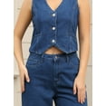 thumbnail image 6 of DARING DIVA Women's Denim Set 2 Pieces Outfits Matching Wide Leg Jeans M Dark Blue, 6 of 7