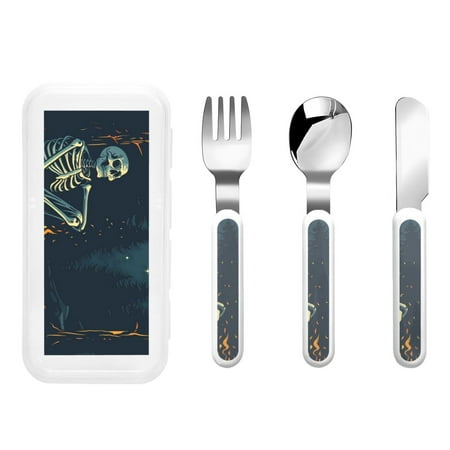 

Matuu Moonlit Skeleton Campfire for Stainless Steel Kids Cutlery and Toddler Flatware Kids Utensil Set includes Knives Forks Spoons Ideal for Home and Preschools