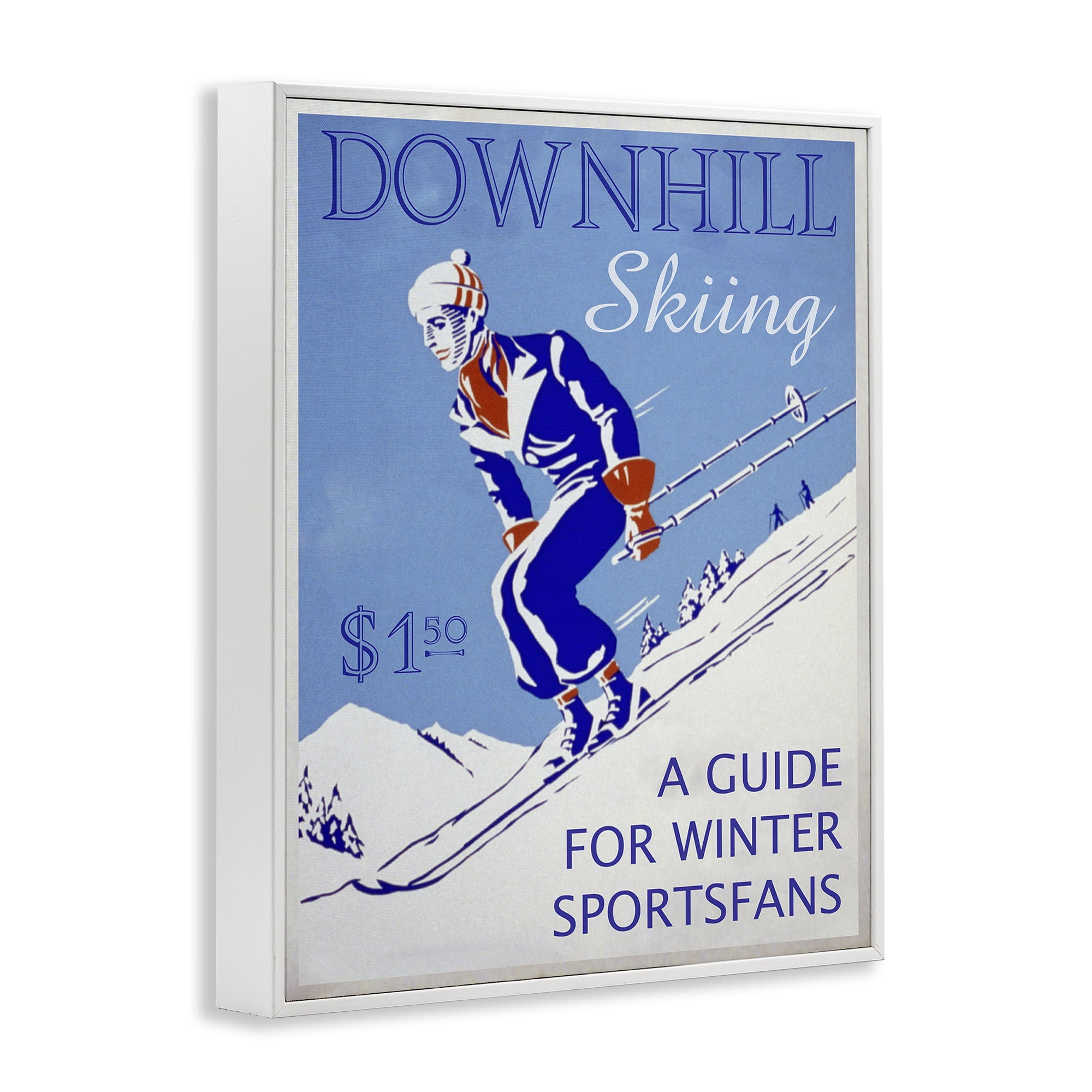 Stupell Industries Vintage Downhill Skiing Sports Painting White Framed Art Prints Wall Art, 16 x 20