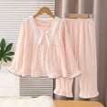 thumbnail image 4 of FRSASU Girls Summer 2 Piece Outfits Long Sleeve Loose Lace Blouse and Long Pants Matching Sets for 3-15 Years Pink, 4 of 8