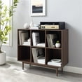 thumbnail image 2 of Bowery Hill 6-Cubby Cube Wood Record Storage Bookcase in Walnut, 2 of 9