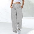thumbnail image 2 of GJSYRH Women's Sweatpants Casual Wide Leg Trousers Featuring Vertical Ribbed Stripes Comfortable Stretchy High Waist Design For Everyday Fashion Outfits, 2 of 6