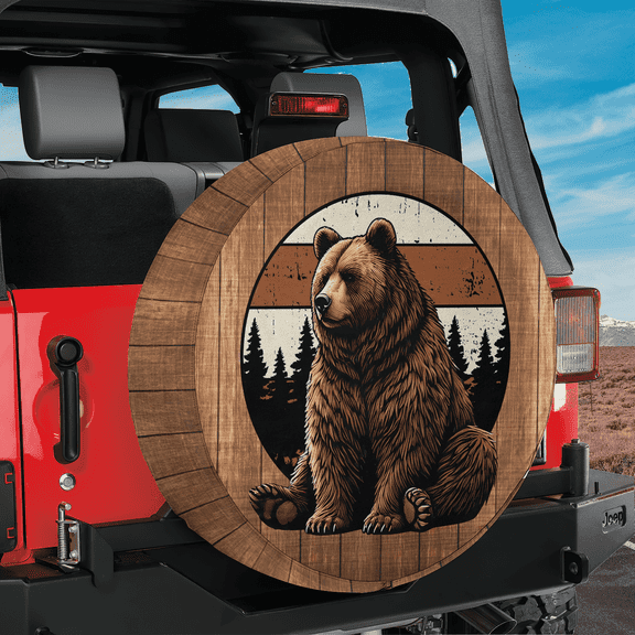 Lotusprinthandmade Bear Lovers Spare Tire Cover Without Backup Camera Hole