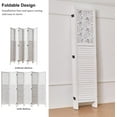 thumbnail image 4 of Folding Room Divider, 66.9 Inch 6 Panels Wood Carved Privacy Screens, Free Assembled Freestanding Portable Separation Wall for Home Office Restaurant Bedroom (White), 4 of 9