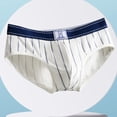thumbnail image 3 of sunsanly Men Casual Briefs Vertical Striped Pattern Elastic Wide Waistband Mid-rise Panties 3D U-convex Breathable Stretchy Underwear, 3 of 8