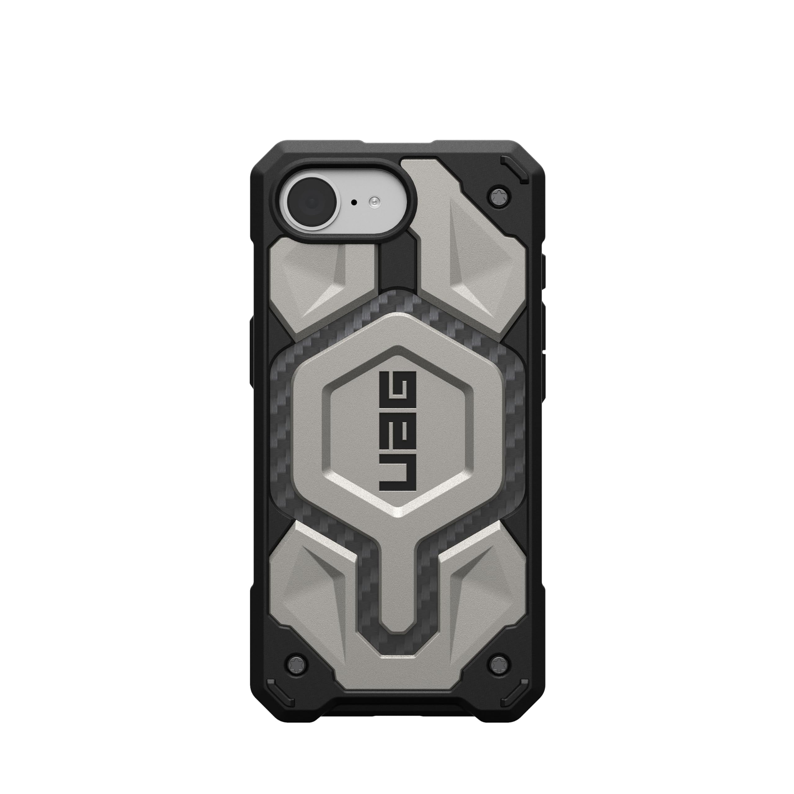 UAG iPhone 17e / iPhone 16e Case Monarch Pro - Compatible with MagSafe Premium Carbon Fiber Inlay Rugged Military Grade Drop Proof Protective Cover, Titanium