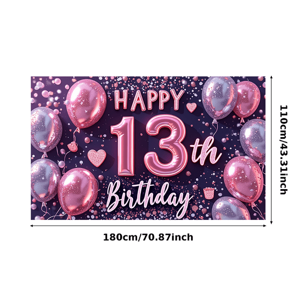 Colorful Design Happy Birthday Banner Stars Pattern Balloon Decoration Party Backdrop for Teenage Party Celebration Indoor Decoration Event