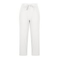 thumbnail image 5 of LLYwey Stretchy Work Pants For Women Women's Fashionable Solid Color Pocket Drawstring Cotton and Linen Pants Female Hiking Pants Long Pant Style H58 White M, 5 of 5
