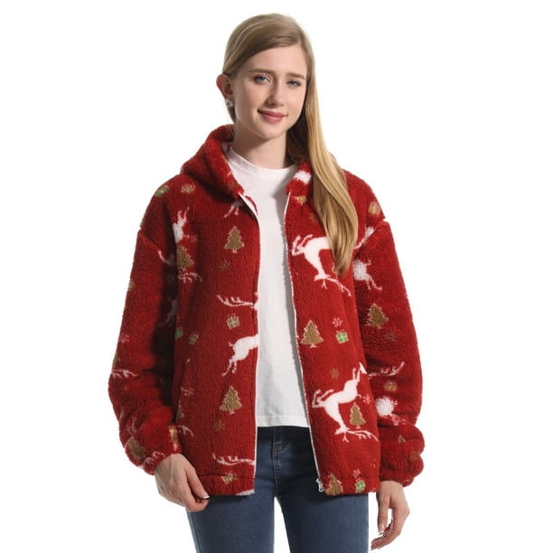 Abrigo de franela con capucha para mujer, cárdigan de manga larga con cuello redondo y cremallera, chaqueta holgada y cálida de Color liso con estampado de felpa para invierno, novedad de 2023