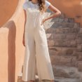 thumbnail image 4 of Women's Summer Sleeveless Bib Overalls Button Casual Loose Baggy Wide Leg Jumpsuits Romper with Pockets Womens Clothes, 4 of 7