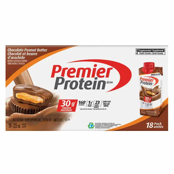 Premier Protein High-Protein Delicious Chocolate Peanut Butter Shake 18 x 325 mL