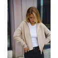 thumbnail image 5 of Women'S Knitted Drop Shoulder Zipper Cardigan Autumn and Winter Coat Apricot M, 5 of 10